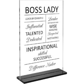 Boss Lady Gifts for Women Acrylic Desk Office Decor for Women Boss Gifts Cool Gifts for Bosses Boss Appreciation Birthday Promotion Keepsake Paperweight Congratulations Gifts for Women Female Leader