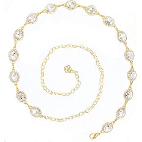 Womens Chain Belt with Jewelry Inlaid Thin Waistband Fashion Waist Belts for Dress Jeans