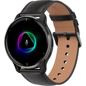 Vancle Bands Compatible with Garmin Vivoactive 4 Watch Band, Garmin Venu 3 / Venu 2 Watch Band Women Men, Leaher Replacement Strap for Garmin Venu 3, Venu 2, Vivoactive 4, Forerunner 745 / 265 / 255 Music Smart Watch