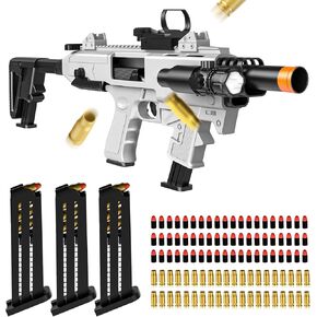 Toy Gun with Soft Bullet - Strees Shot Three Model Realistic Shell Ejecting Toy Guns wtih 3 Clips and 60 Foam Bullets, Outdoor Sports Toy, Sandy
