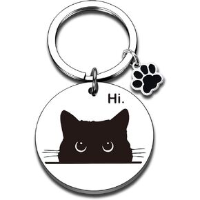 Cat Lover Gifts for Women Men – Funny Black Cat keychain Christmas Birthday New Year Gifts