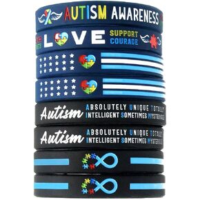 Assorted Autism Awareness Bracelets, Bulk Pack (12pcs) - Autism Gifts, Accessories and Supplies - Autism Love and Support, Autism Flag, and Autism Infinity Symbol in Kuwait