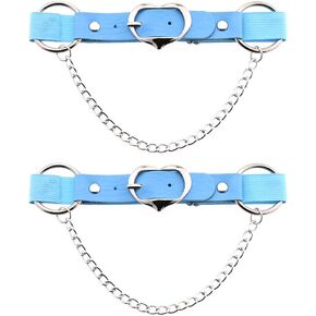 eYLun Women Girl Heart Garter Punk Leg Ring Thigh Garter Belt Chain Leather Leg Garters Adjustable