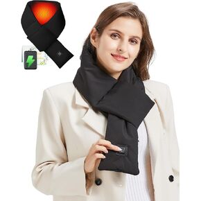Heated Scarf - Neck Warmer, Men and Women Rechargeable Heating Scarfs with Battery, 3 Heated Levels, Christmas Gift