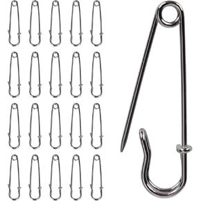 20 Pack of 2-Inch Heavy-Duty Steel Safety Pins – Ideal for Blankets, Clothing, Crafts, and Canvas Work – Silver Finish