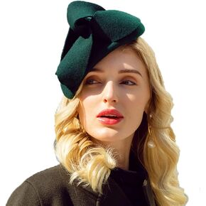 Wool Felt Flower Fascinator Hats for Women Wedding Cocktail Tea Party Dress Pillbox Hat