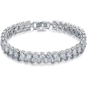 17.5cm Amazing Zircon Diamond Tennis Bracelet 18K White Gold Plated Roman Bracelets for Women Fashion Bangles Jewelry