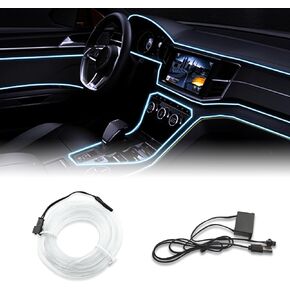 EL Wire Interior Car LED Strip Lights, 5M Neon Wire USB 5V with Fuse Protection for Automotive Car Interior Decoration with 6mm Sewing Edge, Car Garden Party Decoration, Pink
