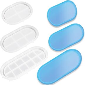 3Pcs Plate Resin Mould Oval Tray Silicone Mould for Resin Plaster Casting Art Crafts Making Home Decoration
