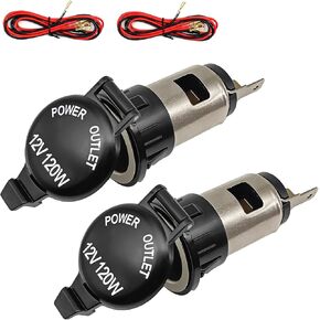 Cigarette Lighter Socket, DC 12V Cigarette Lighter Element Socket Plug Socket, 12 Volt Female Power Outlet Socket with Wiring Harness Waterproof, Suit for Most Cars Motorcycle Boats RV (2 Pack)