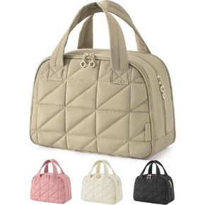 حقيبة أدوات الزينة للسفر من باج سمارت، حقيبة سفر كبيرة مفتوحة لمستلزمات الزينة، حقيبة سفر منتفخة لمستحضرات التجميل مع مقبض - أسود in Kuwait