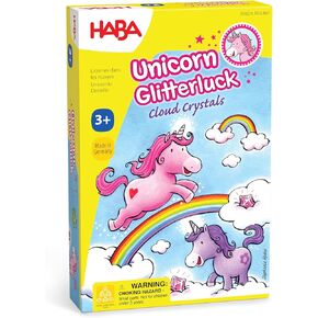 HABA Unicorn Glitterluck Cloud Stacking - A Cooperative Roll & Move Dexterity Game for Ages 4 and Up (Made in Germany)