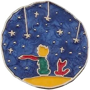 The Little Prince Shooting Stars Night Sky Fox Rose Moon Planet Le Petit 1.2" Lapel Enamel Pin