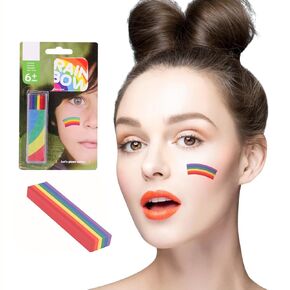 Rainbow Face Painting Stick Face and Body Painting Stick Washable Color Painting Stick Rainbow Flag Paint Stick 6 Colors in One Glow Paint Stick Water Based Face Body Paint for Cosplay Festival