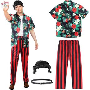 4 Pcs Halloween Ace Detective Costume for Men Animal Detective Outfits 90's Movie Character Cosplay for Halloween