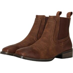 J's.o.l.e Men's Western Cowboy Boots Square Toe Chelsea Boot Dress Shoes Ankle Casual Boots for Men