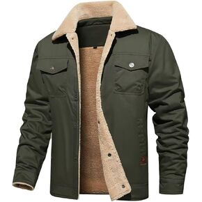 INVACHI Men's Sherpa Lined Jacket Warm Winter Fleece Lined Coat Shearling Cowboy Jacket Trucker jacket for Fall&Winter