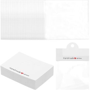 PATIKIL Jewelry Display Bags, 50 Pcs Jewelry Package Bags Small Craft Packaging Set for Small Business, Necklace, Bracelets, Key Chains, Earrings, White