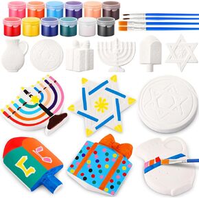 Suzile 40 Pcs DIY Painting Gifts Arts and Crafts Painting Kit Includes Paint Own Plaster Stones with Paints Brushes, Plaster Drawing Kits for Holiday DIY Activities Gifts(Donut)