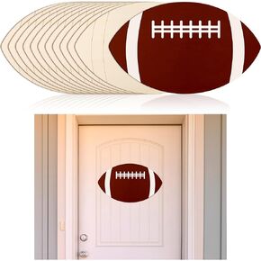 Gerrii 12 Pcs 12 Inch Wooden Football Cutouts Unfinished Wood Sports Themed Cutout Blank Wooden Football Shape Wood Hanging Slice Ornaments for DIY Craft Door Hanger Sport Themed Party Home Decoration
