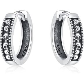 925 Sterling Silver skull hoop earrings punk rock earrings for women Halloween earrings Jewelry Gifts for Women Man