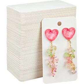 hitsuki Earring Cards with Holes for Selling Earring Display Cards Earring Paper Holder Cards Jewelry Cards 3.5X2 Inches （200Pcs Brown）