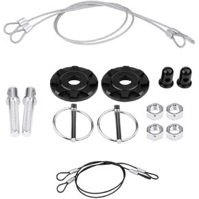 Hood Pins, Car Hood Pin Hood Lock CNC Aluminum Alloy Car Racing Hood Pin Lock Appearance Kit (Black)
