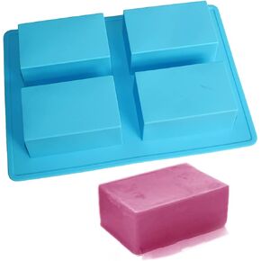 X-Haibei Plain Basic Rectangle Thick Bar Soap Mold Half-Handsize Silicone Mould for Bath Supply 3oz per Cell