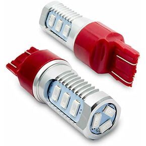 MACHSWON 2x 7443 Bright Red Flash Strobe, Rear Safe Alert, Brake Tail Stop LED Lights Bulbs