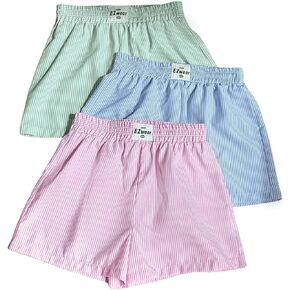 Milumia Women 3 Pack Striped Boxer Shorts High Waist Wide Leg Sleep Shorts