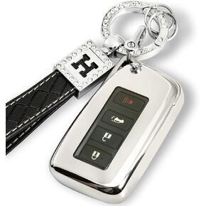 for Lexus Key fob Cover Keychain KeyCase Compatible with 2018-2024 ES350 RX350h LC500h LS500h UX200 UX250h ES250 ES300h GX460 NX350 NX450(White)