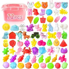 72PCS Mochi Squishy Toys for Party Favors, Mochis Squishies Bulk, Sensory Fidget Toys for Stress Relief, Kids, Adults, Girls, Treasure Boxes, Classroom Prizes, Goodie Bags, Pinata Stuffers