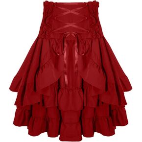 FEOYA Women’s Gothic Skirt Steampunk High-Low Layered Skirts Renaissance Halloween Vintage Dressing Pirate Skirts 2024