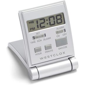 Westclox 47508s Travelmate Lcd Travel Folding Alarm Clock 5", Silver