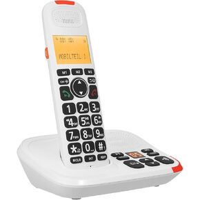 Bisofice Home Phones هاتف أرضي لاسلكي مع جهاز الرد على المكالمات، شاشة LCD مقاس 1.8 بوصة، معرف المتصل، نظام هاتف لاسلكي قابل للتوسيع بـ 16 لغة، مكالمات بدون استخدام اليدين، تحسين مستوى الصوت بلمسة واحدة