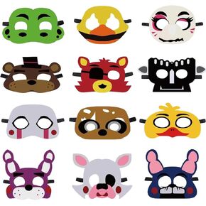 5 Nights Party Felt Masks，Freddy's Party Masquerade for Children 12SET Masks and Elastic Rope，Cosplay Pretend Play Accessories Gift for Kids Boys Girls