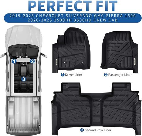 حصيرة سرير شاحنة OEDRO مناسبة لـ 2019-2024 Chevy Silverado 1500 GMC Sierra 1500 5.8FT، بطانة شحن TPE مناسبة لجميع الأحوال الجوية، ملحقات Chevy Silverado/Sierra 1500 شديدة التحمل، سوداء in Kuwait