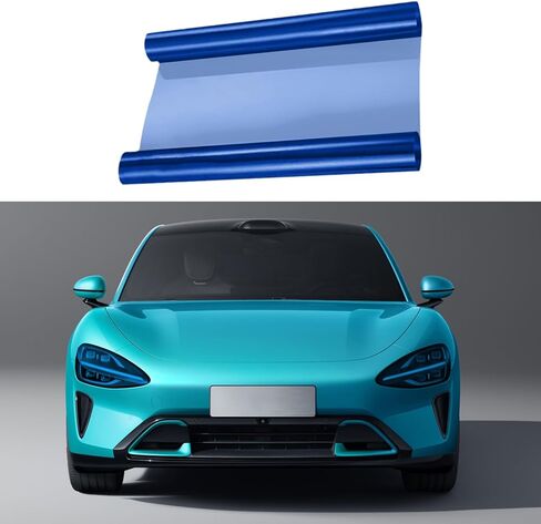 12×48 Inches Car Light Tint Film, Light Self-Adhesive Tint Film, Auto Taillight Vinyl Wrap Film, Car Accessories Light Headlight Cover Protection Film Universal for Vehicles (Dark Black) in Kuwait