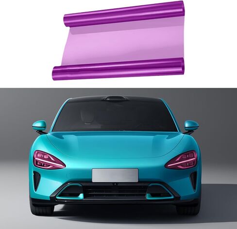 12×48 Inches Car Light Tint Film, Light Self-Adhesive Tint Film, Auto Taillight Vinyl Wrap Film, Car Accessories Light Headlight Cover Protection Film Universal for Vehicles (Dark Black) in Kuwait