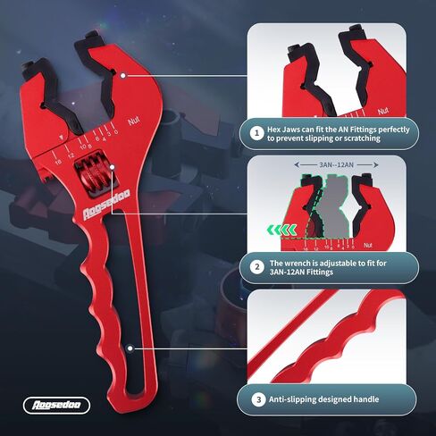 3AN-12AN Adjustable Wrench, AN Fitting Tool, Hose Fitting Adapters Spanner, Lightweight Aluminum Wrench, Blue (With Special Designed Jackets) in Saudi Arabia