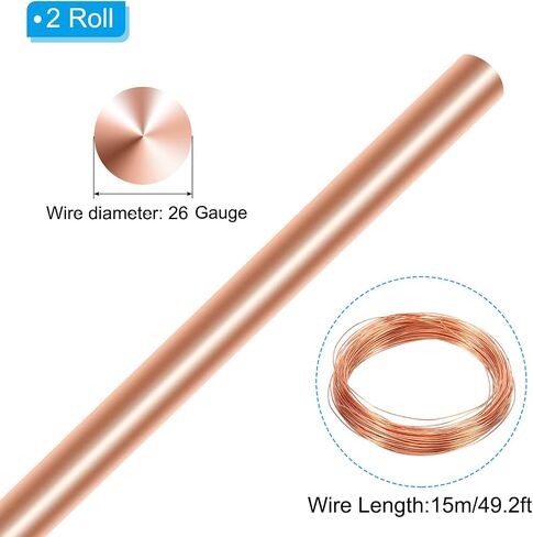 PATIKIL 99.9% Soft Copper Wire, 1Pcs 26Gauge/0.4mm Diameter 15m/49.2ft Spool Pure Copper Craft Wire for Jewelry Making Beading Garden Plants in Saudi Arabia
