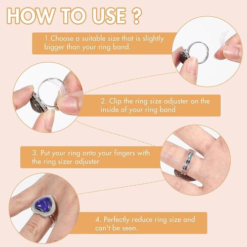33 Pcs Ring Size Adjuster Transparent Invisible Adapter Kit with Silverware Polishing Cloth Ring Spacer Measuring Ruler Tightener Fits for Loose Rings Wide Rings Women Men in Saudi Arabia