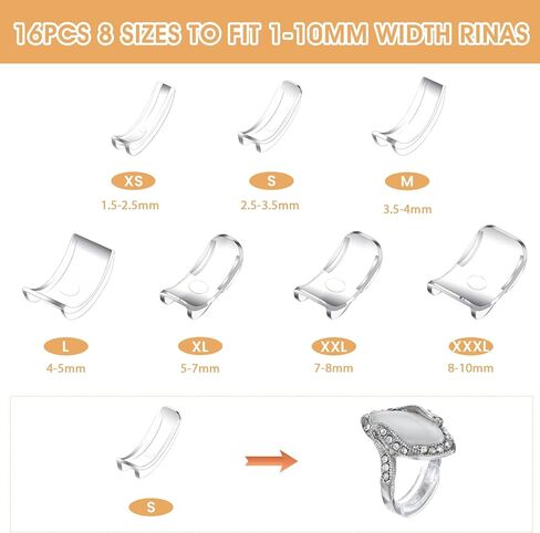 33 Pcs Ring Size Adjuster Transparent Invisible Adapter Kit with Silverware Polishing Cloth Ring Spacer Measuring Ruler Tightener Fits for Loose Rings Wide Rings Women Men in Saudi Arabia