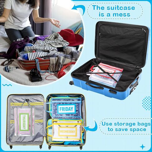 7 عبوات من مكعبات التعبئة للأطفال والرضع في أيام الأسبوع، مكعبات تعبئة مع ملصقات، حقيبة تخزين شفافة بسحّاب لسفر الأطفال in Kuwait
