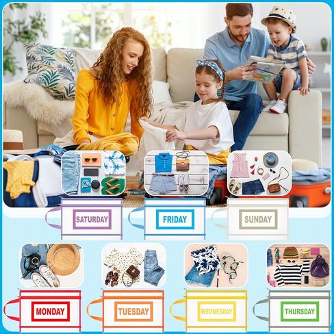 7 عبوات من مكعبات التعبئة للأطفال والرضع في أيام الأسبوع، مكعبات تعبئة مع ملصقات، حقيبة تخزين شفافة بسحّاب لسفر الأطفال in Kuwait