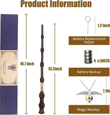 Natem Wizard Wand, Witches Cosplay Magic Wands, Wands Collection Christmas Halloween Props Party Supplies, Necklace Included (Wise) in Saudi Arabia