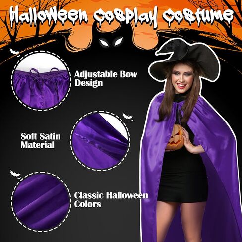 Hercicy 3 حزمه الأرجواني هالوين الساحرات الرؤوس للبالغين الساحرات معالج عباءات هالوين مصاصي الدماء أزياء للنساء الرجال هالوين تاثيري اللباس كرنفال حزب الديكور in Kuwait