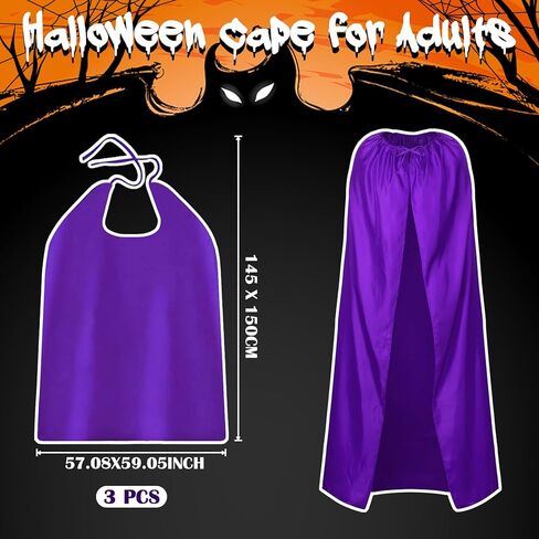 Hercicy 3 حزمه الأرجواني هالوين الساحرات الرؤوس للبالغين الساحرات معالج عباءات هالوين مصاصي الدماء أزياء للنساء الرجال هالوين تاثيري اللباس كرنفال حزب الديكور in Kuwait