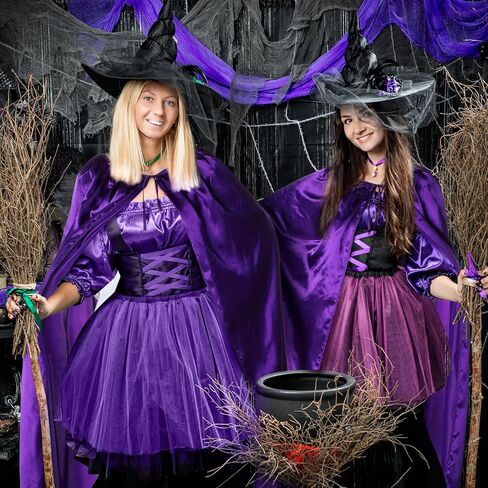 Hercicy 3 حزمه الأرجواني هالوين الساحرات الرؤوس للبالغين الساحرات معالج عباءات هالوين مصاصي الدماء أزياء للنساء الرجال هالوين تاثيري اللباس كرنفال حزب الديكور in Kuwait