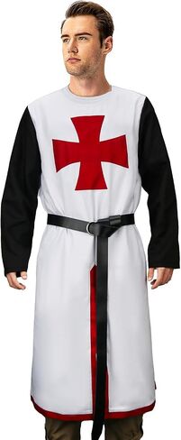 Men Crusader Tunic Templar Knight Costume Robe Medieval Renaissance Cosplay Warrior Hospitaller Surcoat Cloak Top in Saudi Arabia